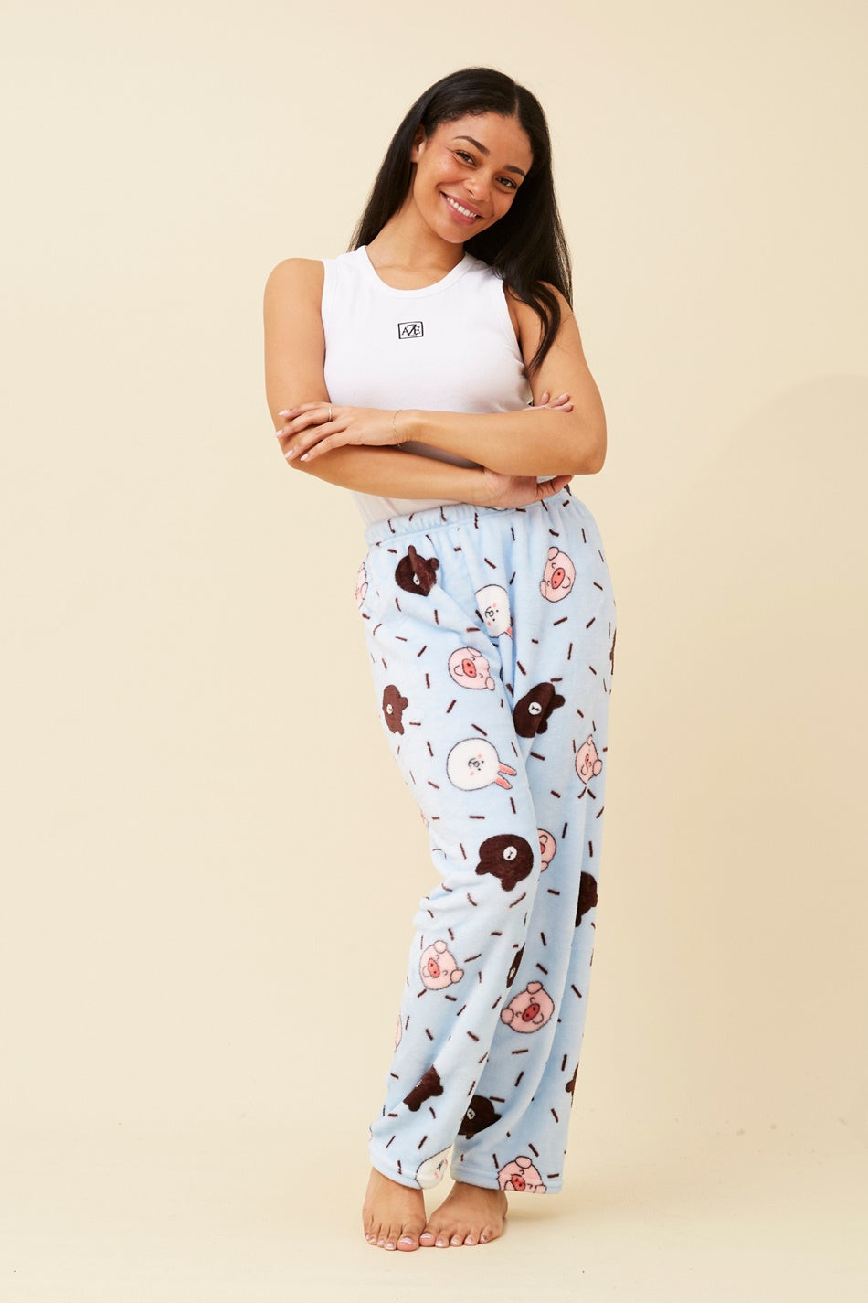 LEE ANIMAL PRINT PLUSH PYJAMA PANTS (Blue)
