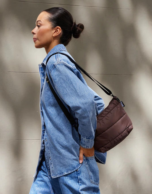 Image of Accessories. Product name - Stash Base Crossbody Cloud Chocolate in Chocolate colour by brand - Base Supply