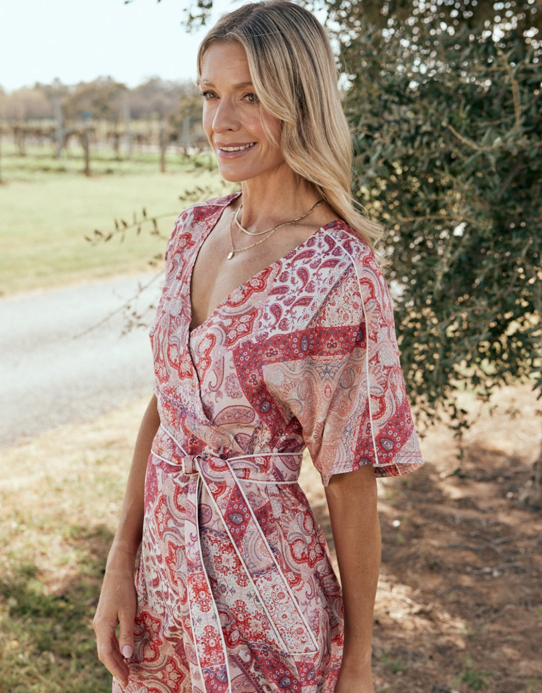 White & Co. Among The Vines Midi Dress (Sunset Paisley)