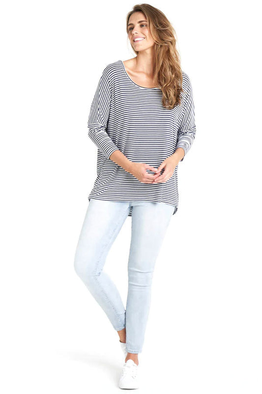 Kabana Betty Basics | Milan 3/4 Sleeve Top Stripe (Navy)