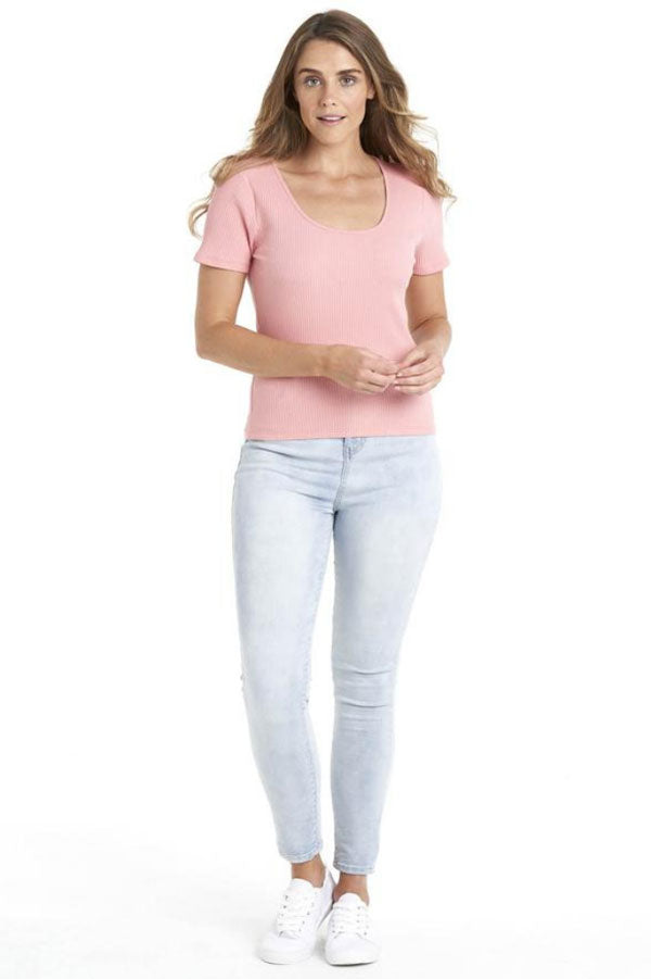 Kabana Betty Basics | Stacey Rib Tee Salmon (Pink)