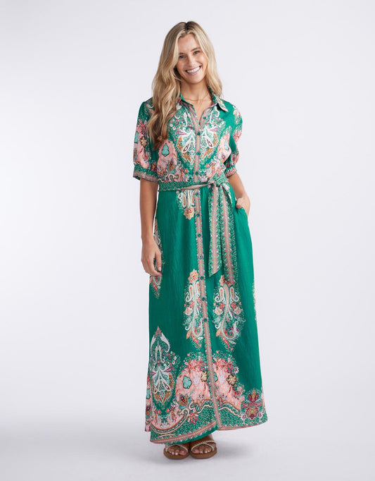 Image of Dresses. Productname: Shirt Midi Dress - in Green Print colour by brand - Beautiful Stories