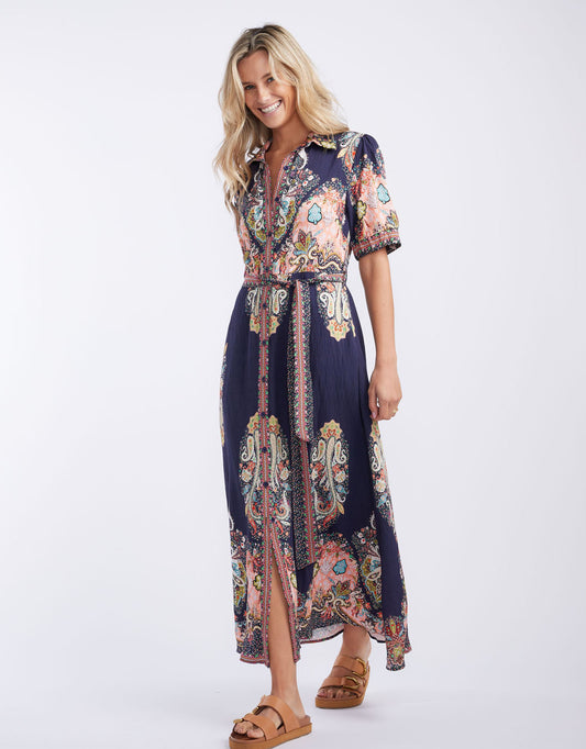 Image of Dresses. Productname: Shirt Midi Dress - in Navy Print colour by brand - Beautiful Stories