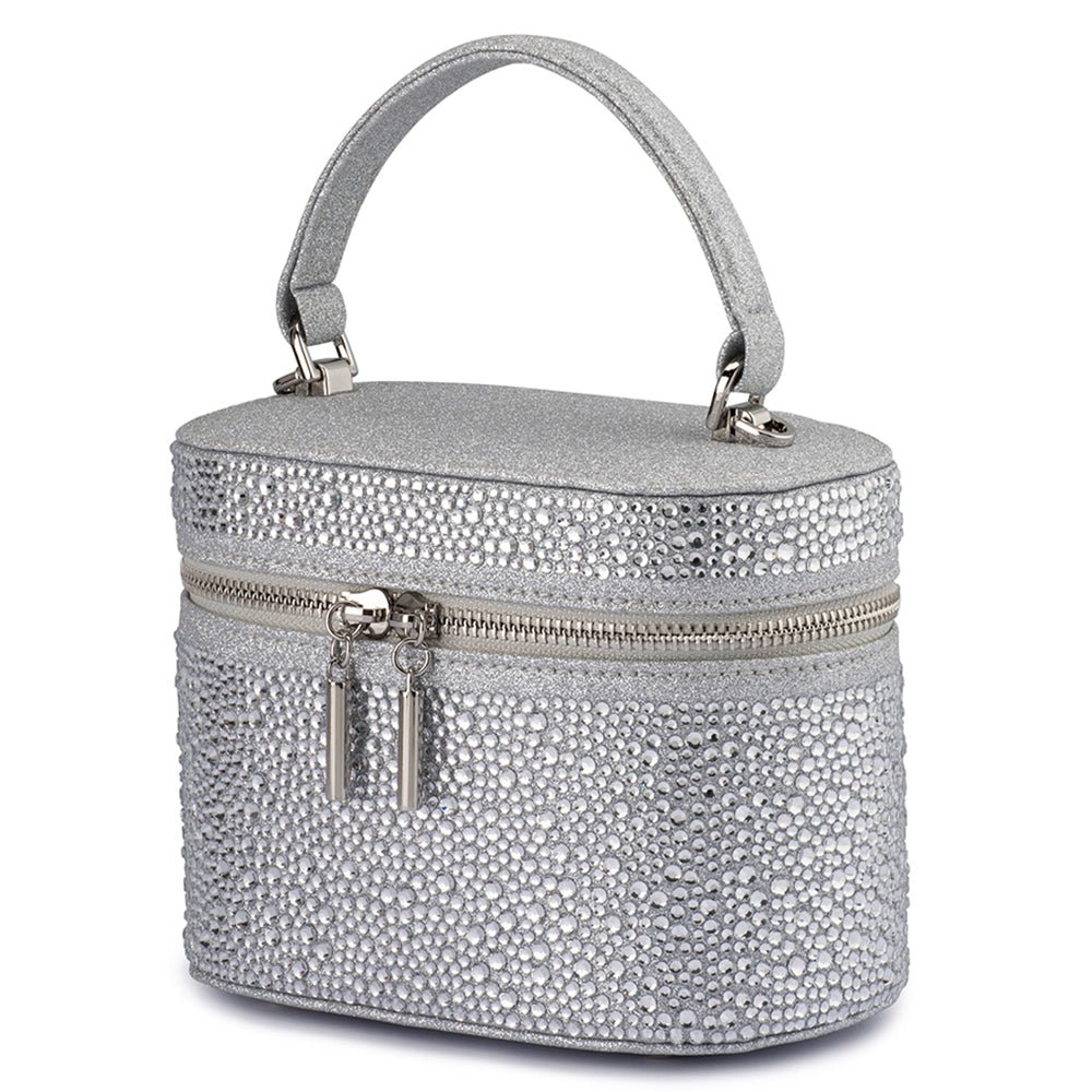 Olga Berg BECKIE Zip Top Crystal Bag (Silver)