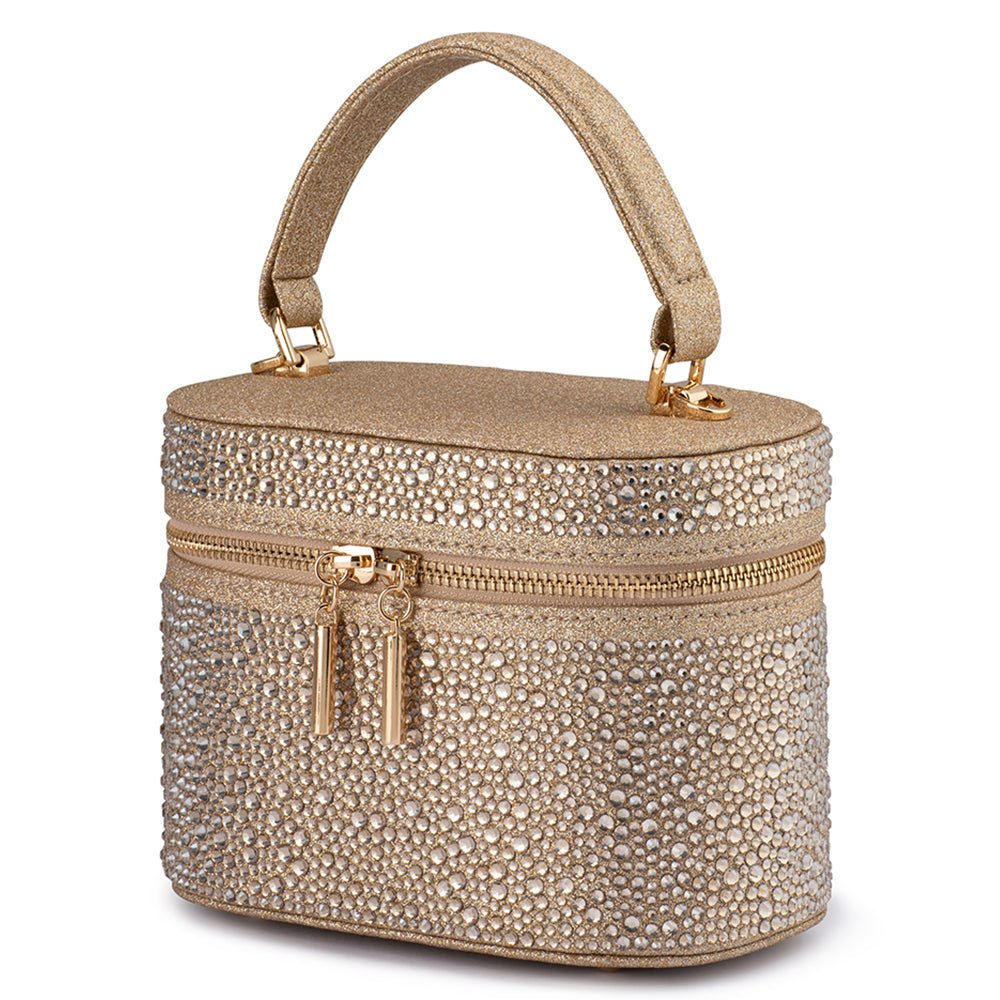 Olga Berg BECKIE Zip Top Crystal Bag (Gold)