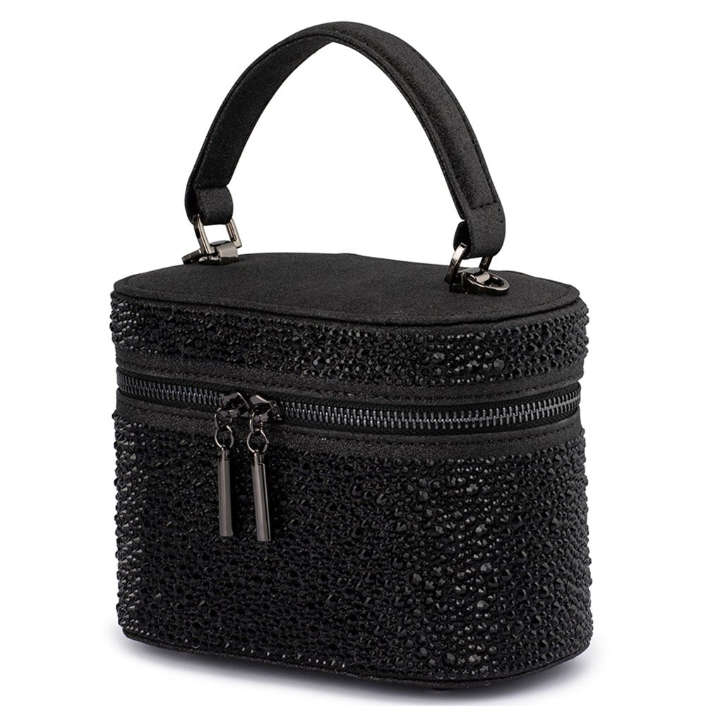 Olga Berg BECKIE Zip Top Crystal Bag (Black)
