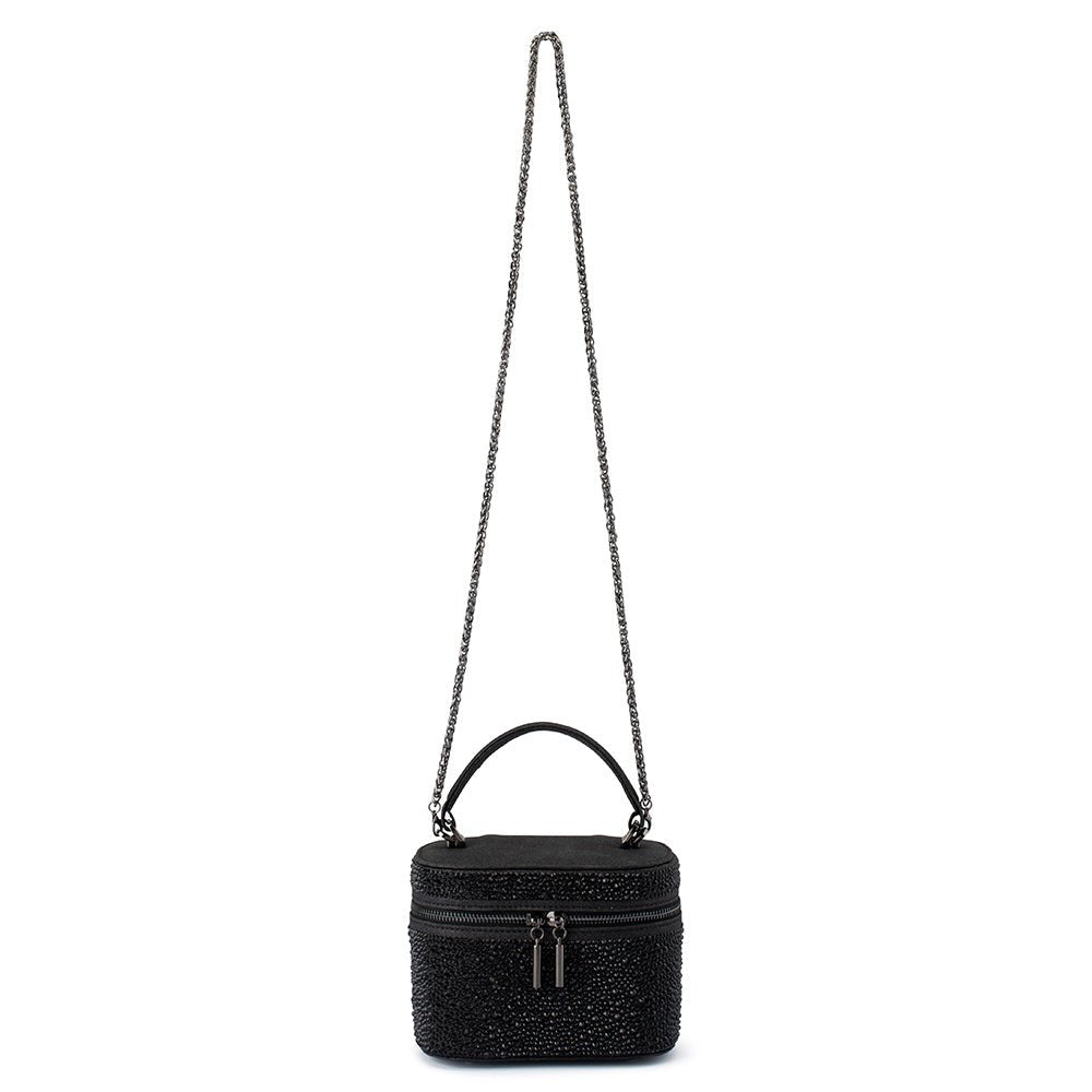 Olga Berg BECKIE Zip Top Crystal Bag (Black)