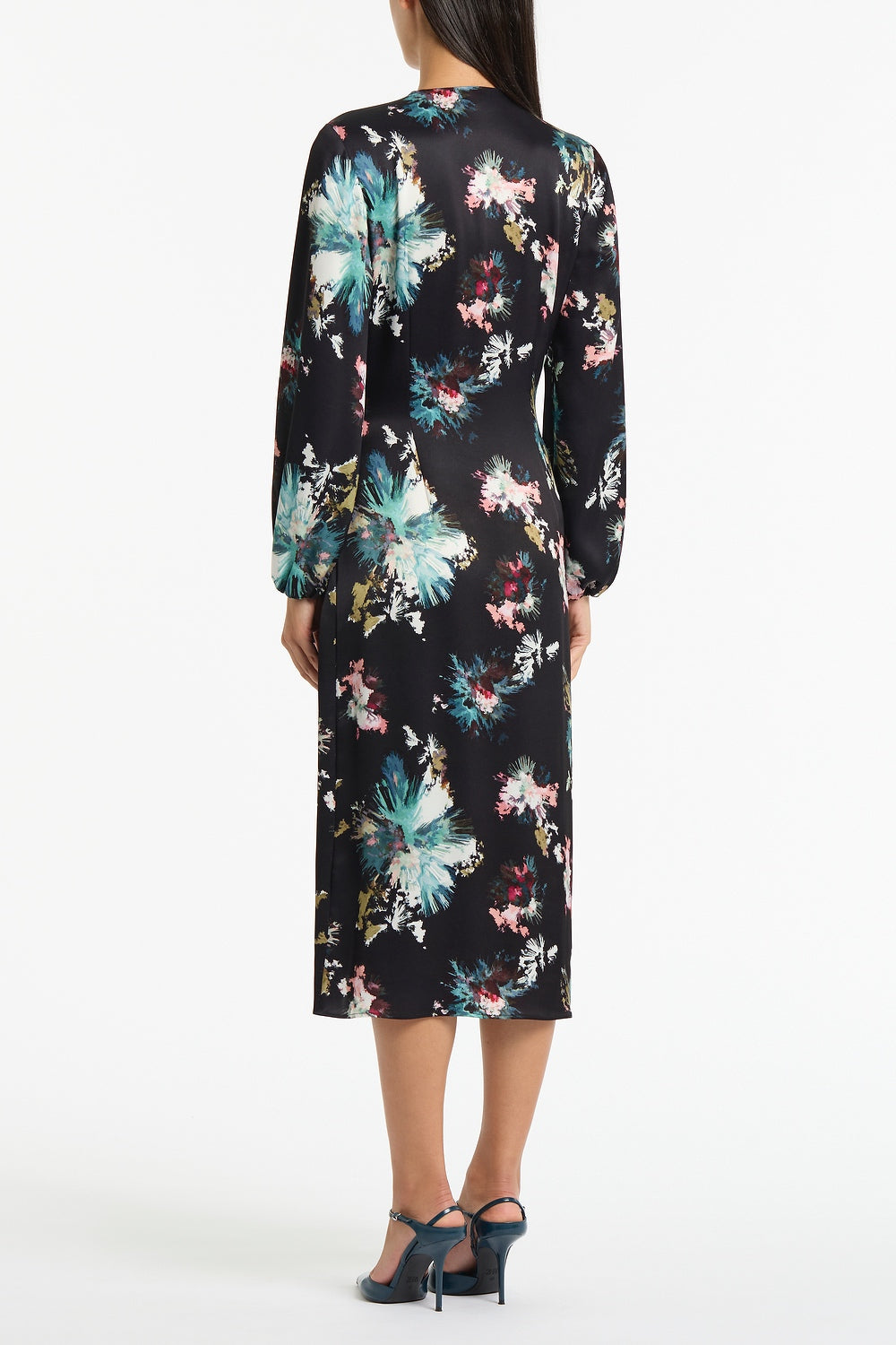 Carla Zampatti Belle De Jour Satin Acetate Keyhole Wrap Dress (Black)