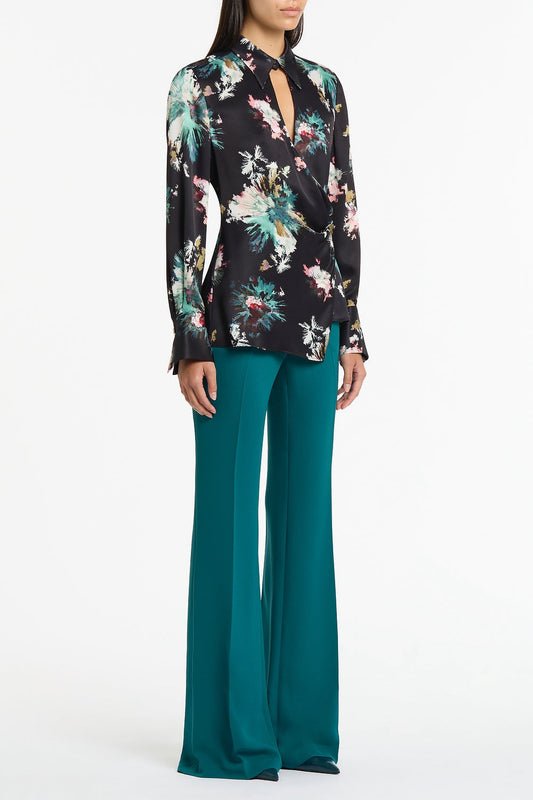 Carla Zampatti Belle De Jour Satin Acetate Keyhole Wrap Top (Black)