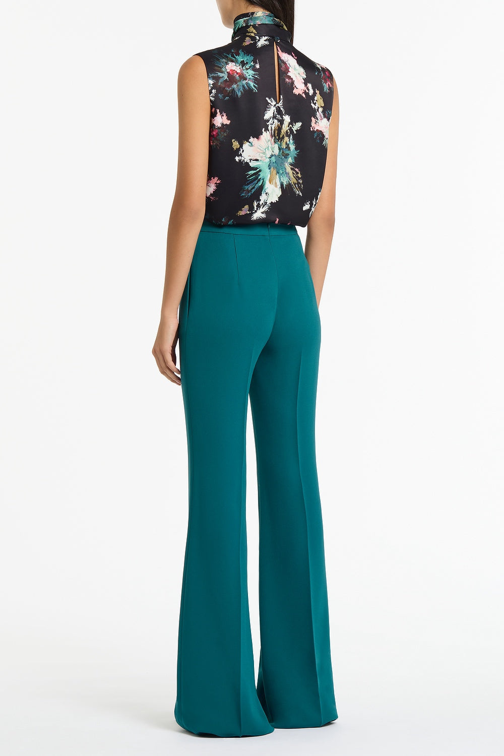 Carla Zampatti Belle De Jour Satin Acetate Tie Neck Top (Black)