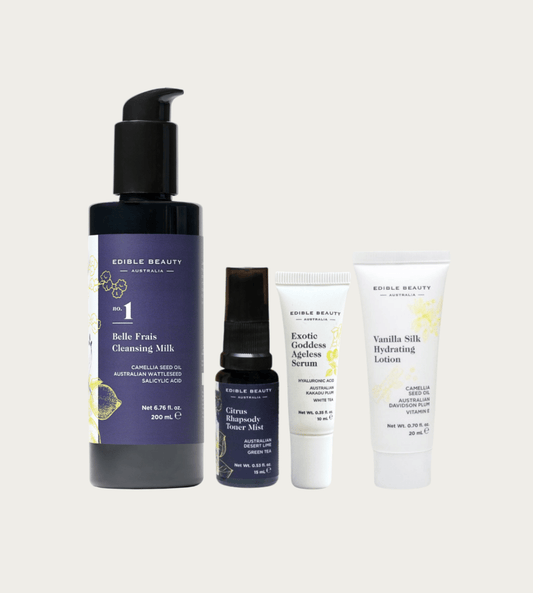 Image of Health & Beauty. Product name - Belle Frais Cleansing Milk Discovery Set in colour by brand - Edible Beauty Australia