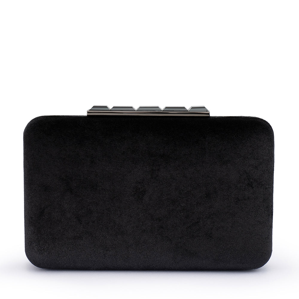 Olga Berg BESS Velvet Clutch (Black)