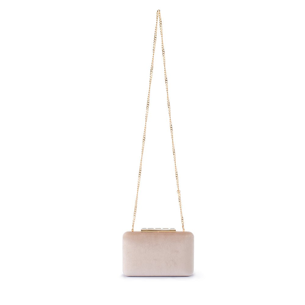Olga Berg BESS Velvet Clutch (Natural)