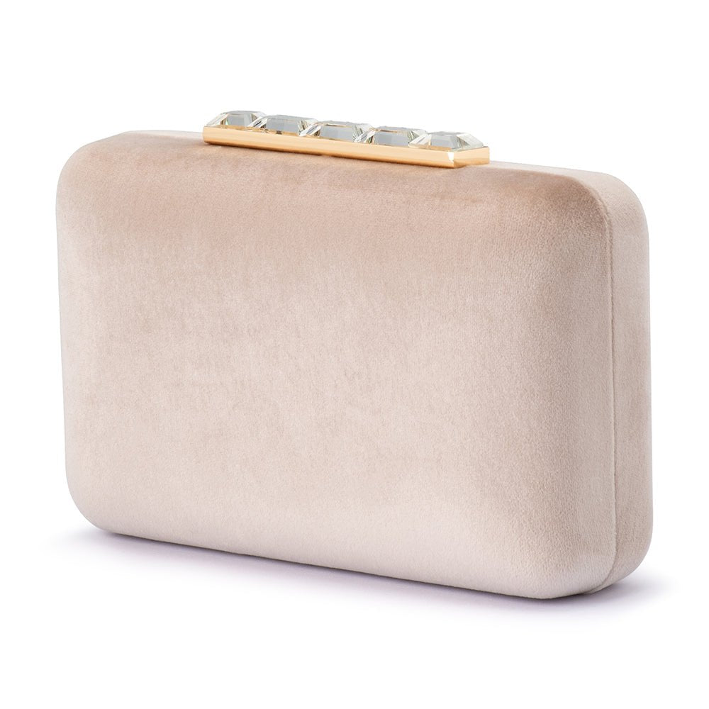 Olga Berg BESS Velvet Clutch (Natural)
