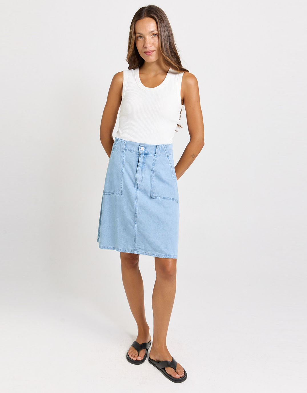 Betty Basics Aida Denim Skirt (Medium Wash)
