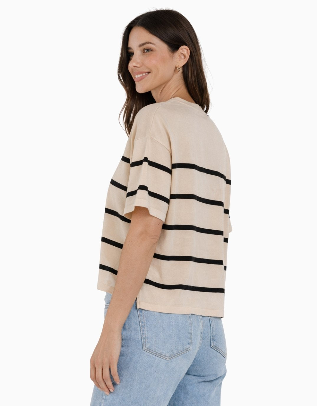 Betty Basics Bailey Box Sweater (Cream/Licorice)