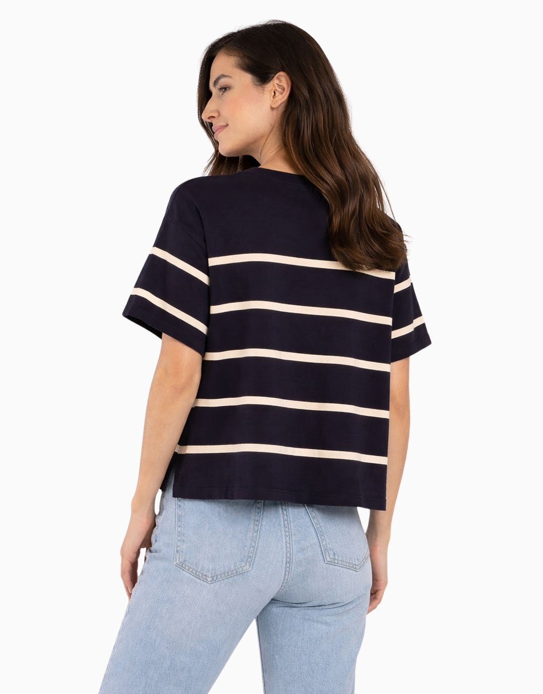 Betty Basics Bailey Box Sweater (Navy/Cream)