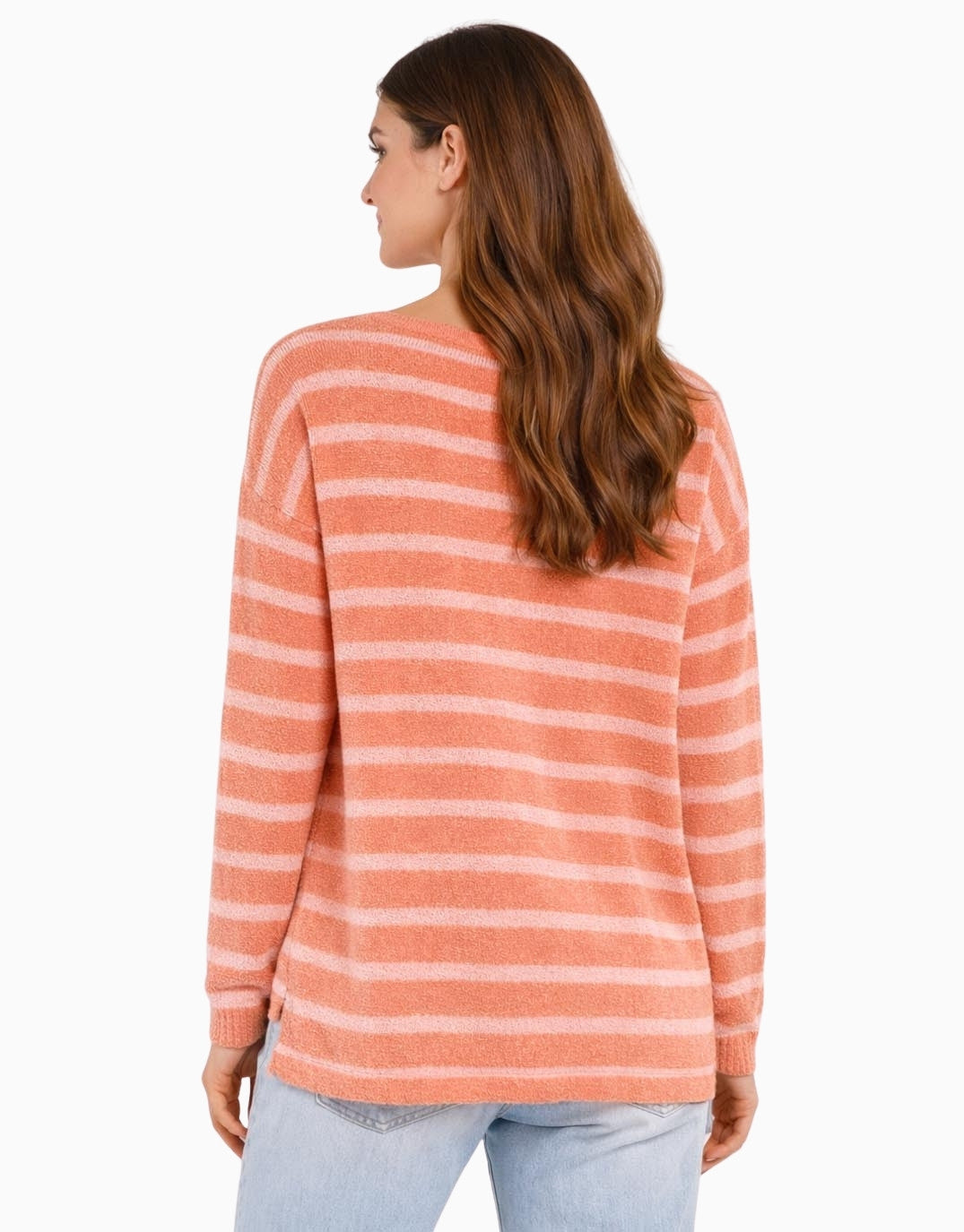 Betty Basics Bradford Knit Top (Coral/Pink Stripe)