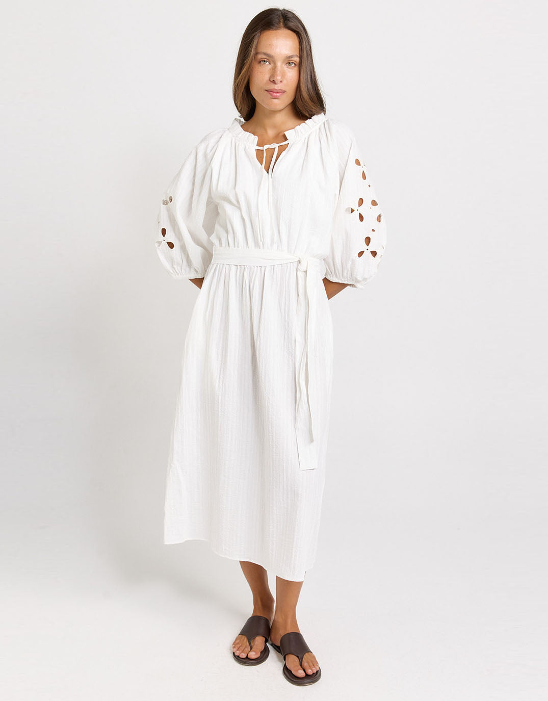 Image of Dresses. Product name - Daisy Broderie Dress White in White colour by brand - Betty Basics