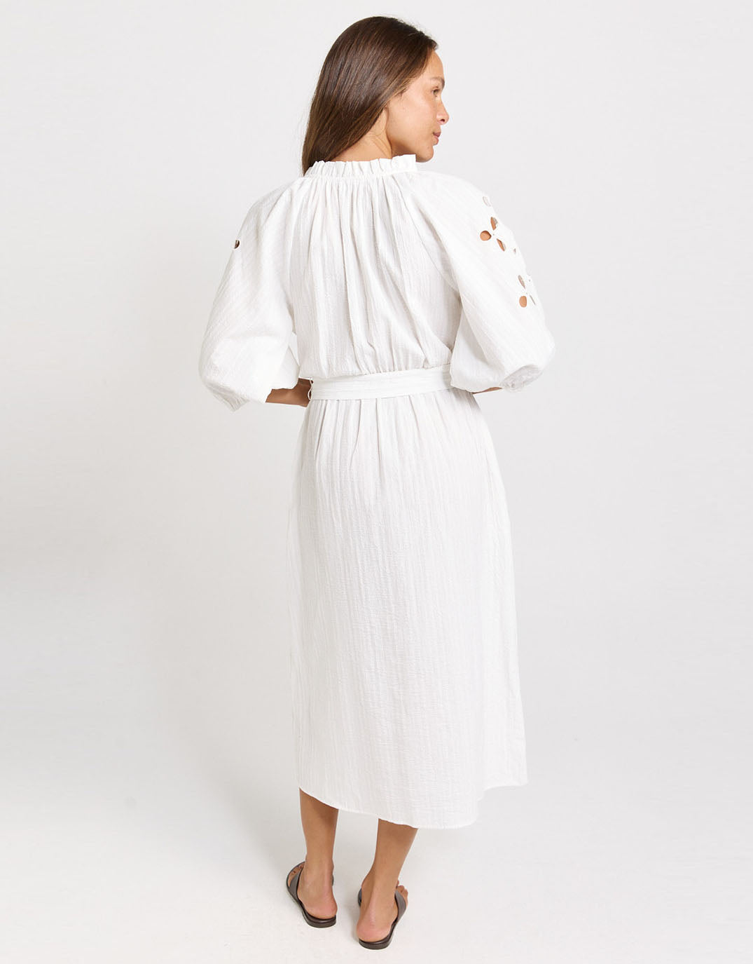 Betty Basics Daisy Broderie Dress (White)