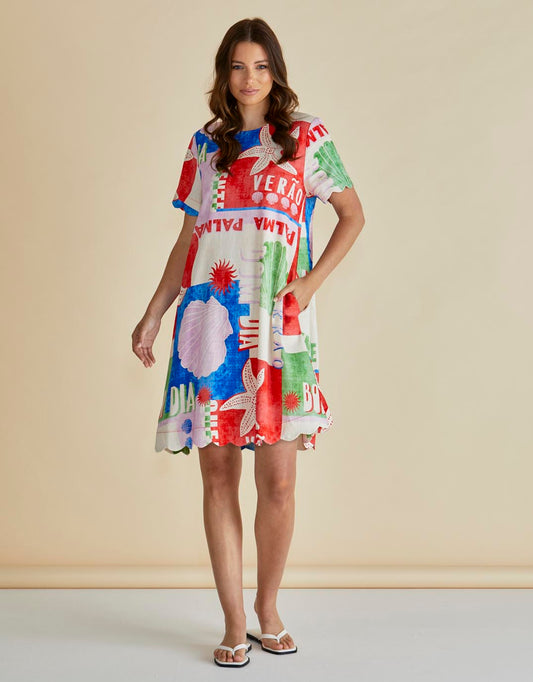 Image of Dresses. Productname: Dawn Shift Dress - in Seashell Print colour by brand - Betty Basics