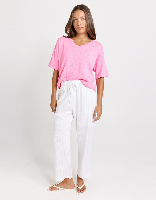 Betty Basics Palm Relax Pant (White/Black Stripe)