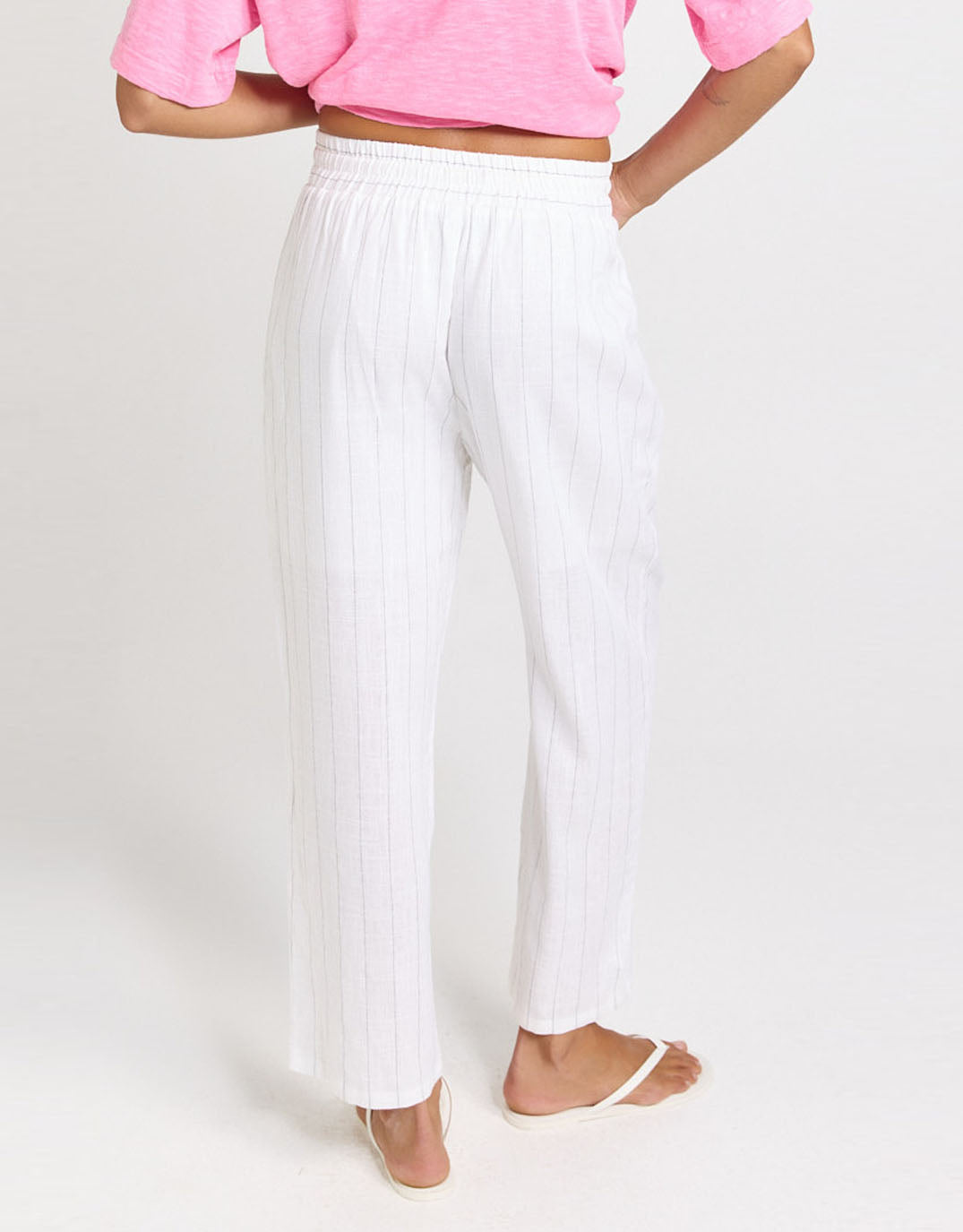Betty Basics Palm Relax Pant (White/Black Stripe)