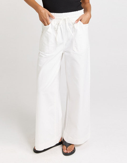 Image of Jeans. Product name - Safra Relax Leg Jean White in White colour by brand - Betty Basics