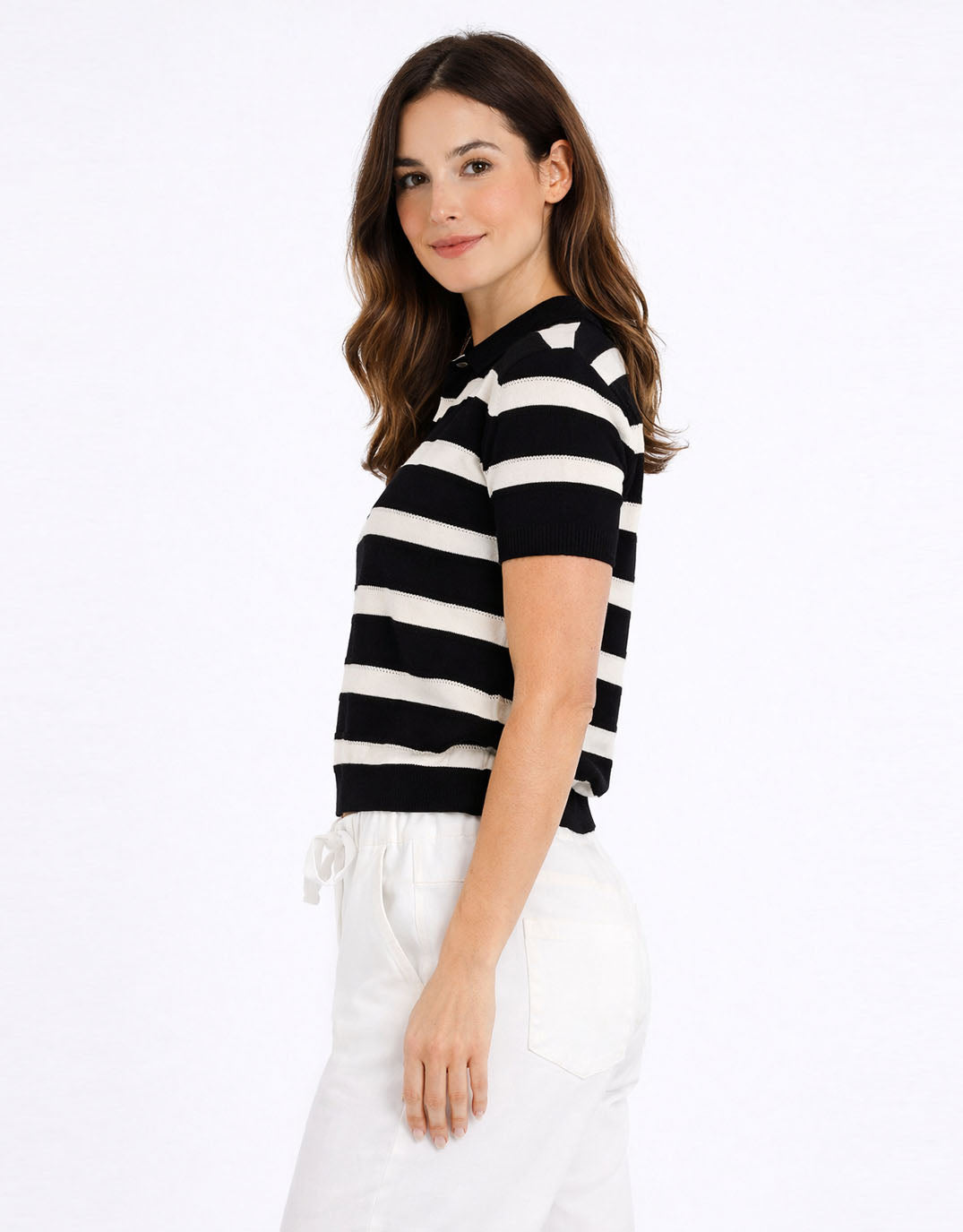 Betty Basics Salford Knit Polo (Cream/Black)
