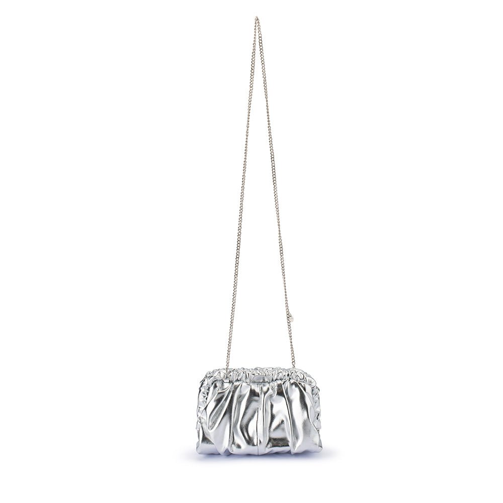 Olga Berg BETTY Metallic Clutch (Silver)