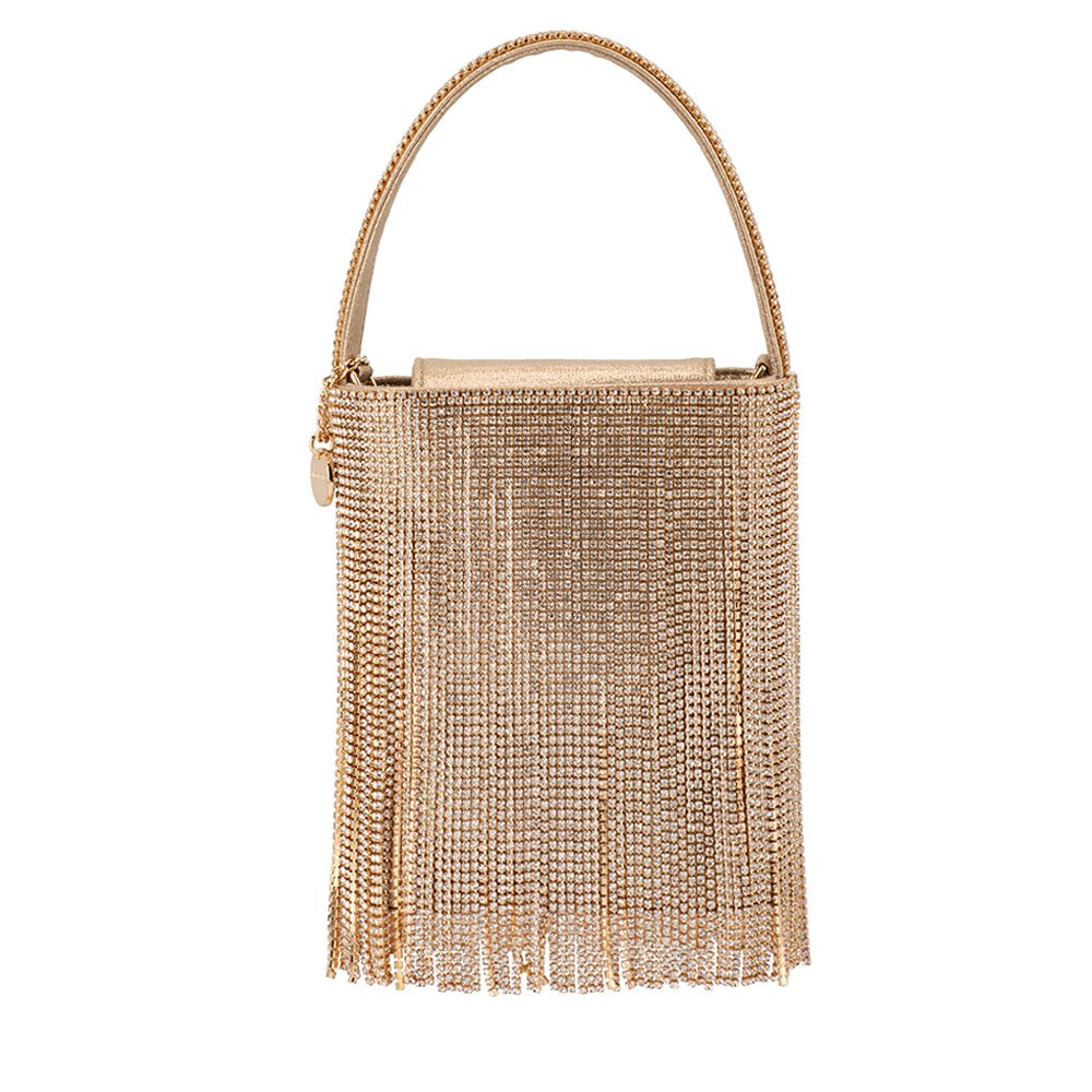 Olga Berg BILLIE Crystal Fringe Bag (Champagne)