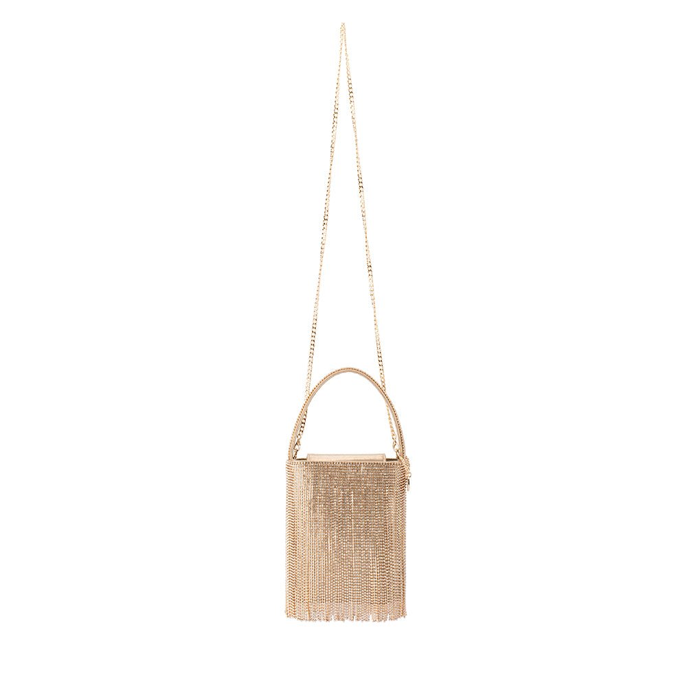 Olga Berg BILLIE Crystal Fringe Bag (Champagne)