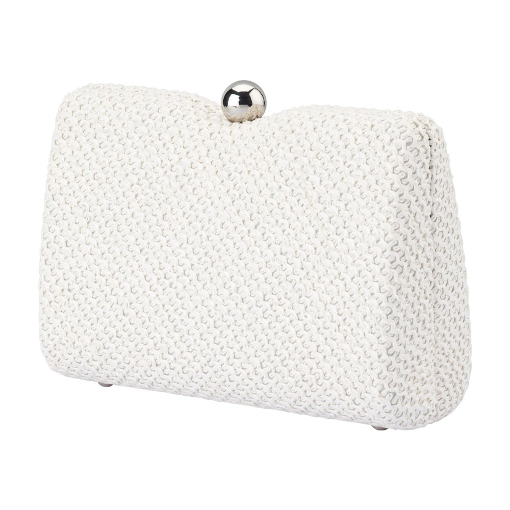 Olga Berg BIRDIE Textural Handle Bag (White)