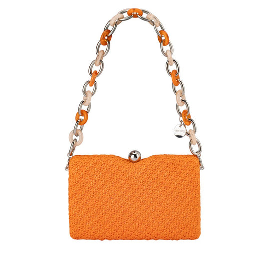 Olga Berg BIRDIE Textural Handle Bag (Orange)