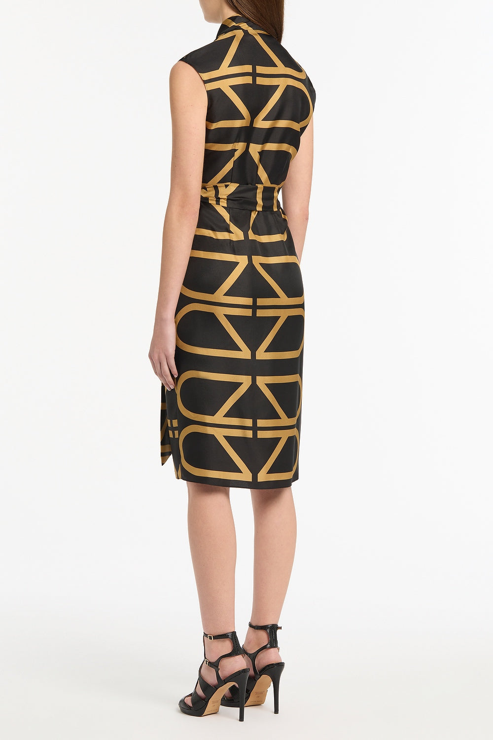 Carla Zampatti And Brandy Grid Silk Twill Wrap Dress (Black)