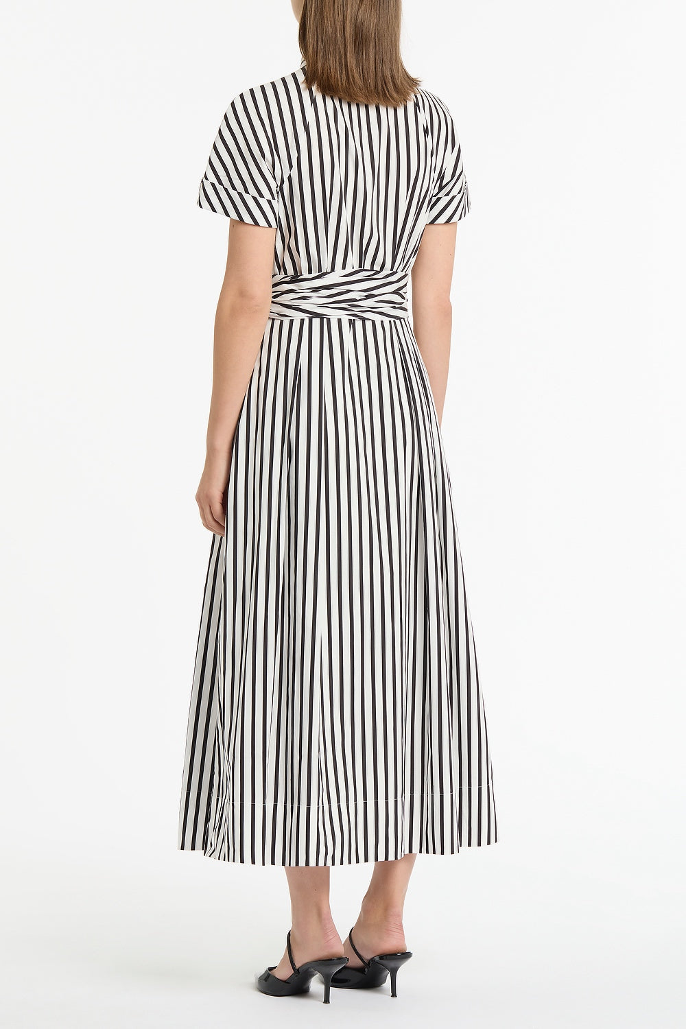 Carla Zampatti Black And Stripe Cotton Wrap Shirt Dress (White)