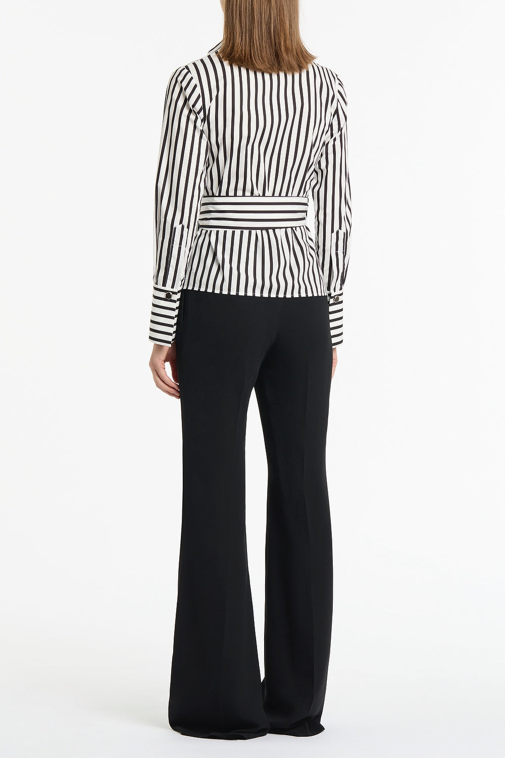 Carla Zampatti And White Stripe Cotton Wrap Top (Black)