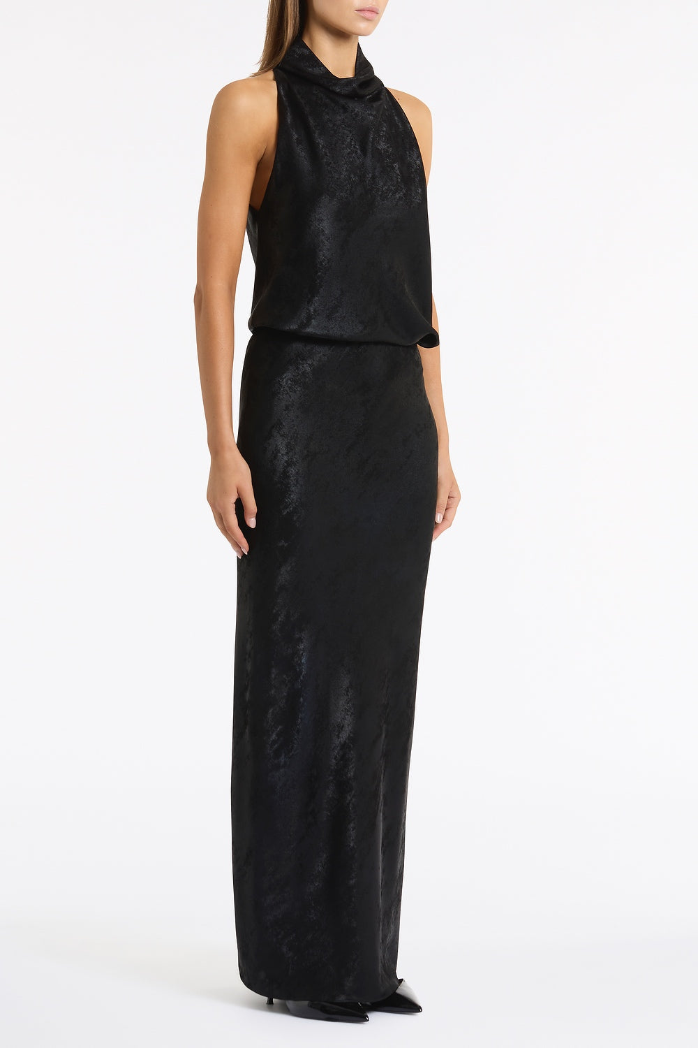 Carla Zampatti Burnished Metallic Bias Skirt (Black)