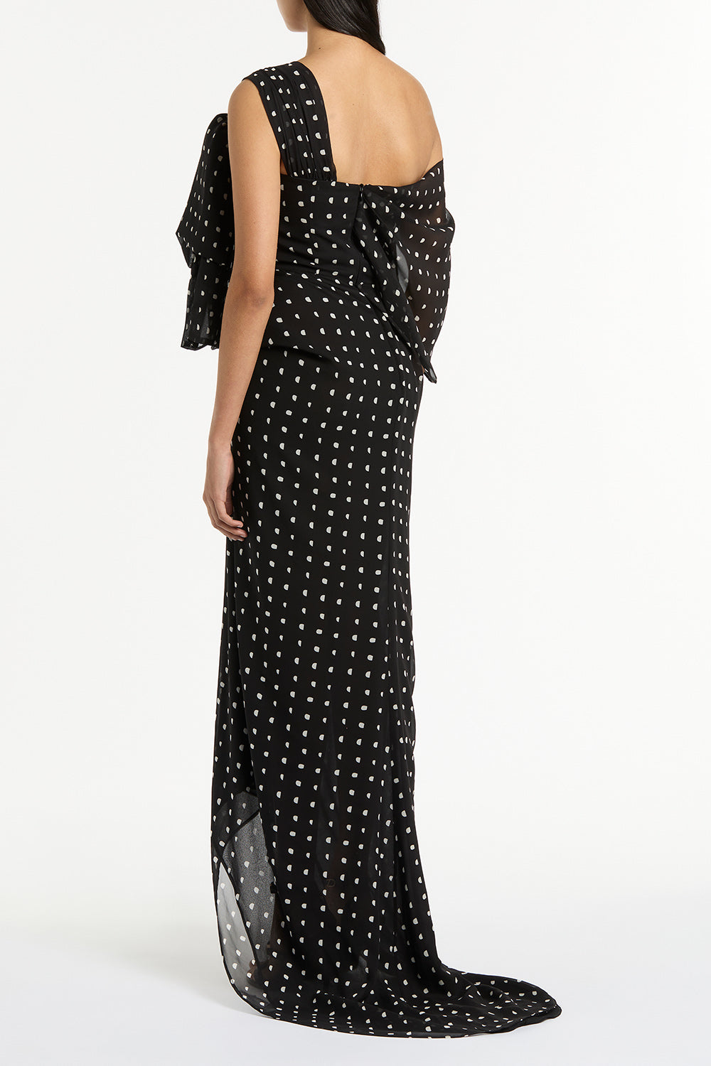 Carla Zampatti Black C Spot Silk Ggt Bow Gown (Multi-Colour)
