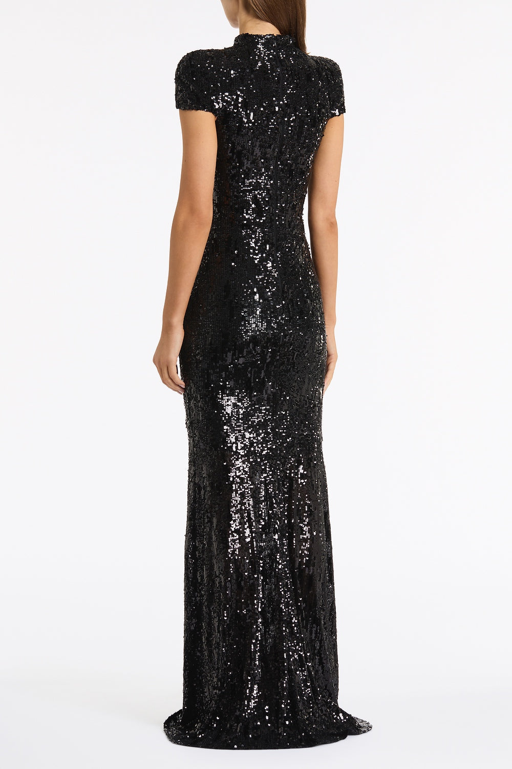 Carla Zampatti Cascade Sequin Raglan Sleeve Gown (Black)