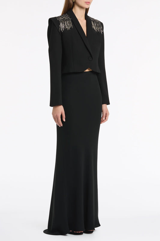 Carla Zampatti Crepe Bias Fishtail Skirt (Black)