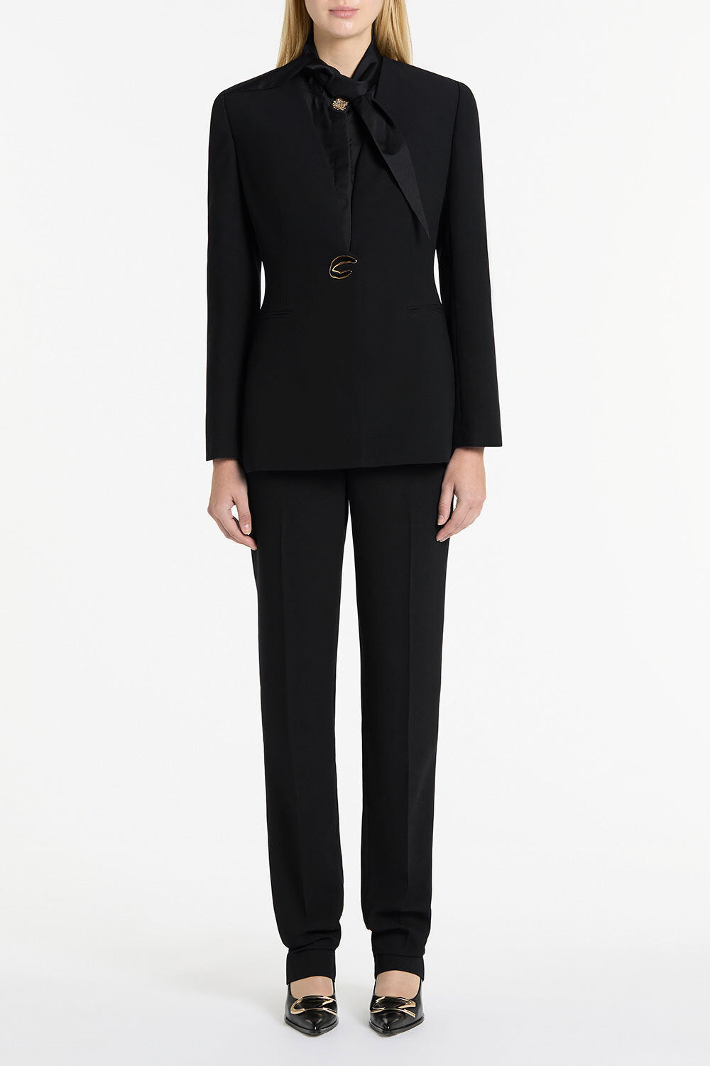 Image of Coats & Jackets. Product name - Black Crepe C Blazer in Black colour by brand - Carla Zampatti
