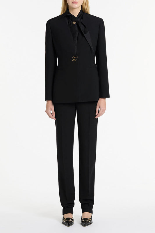 Image of Coats & Jackets. Product name - Black Crepe C Blazer in Black colour by brand - Carla Zampatti