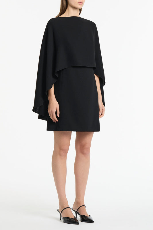 Carla Zampatti Crepe Cape Mini Dress (Black)