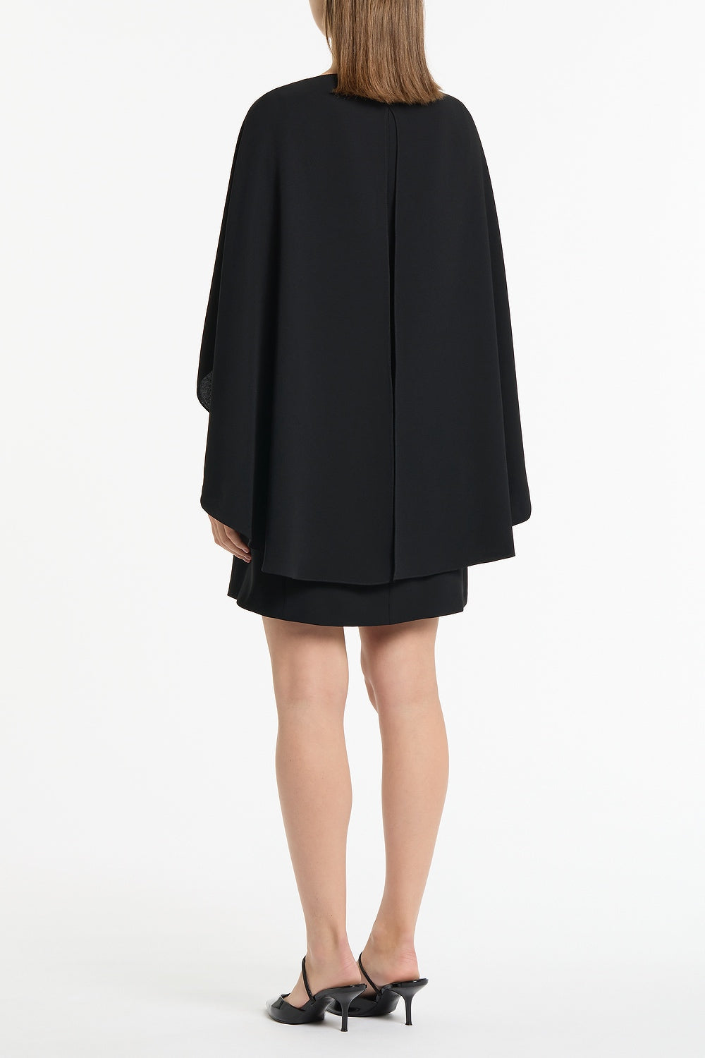 Carla Zampatti Crepe Cape Mini Dress (Black)