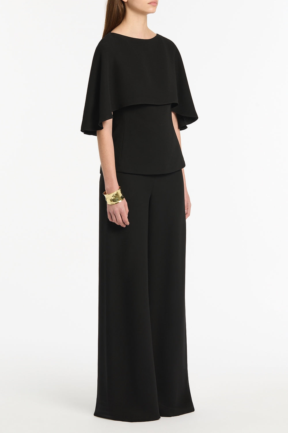 Carla Zampatti Crepe Cape Top (Black)