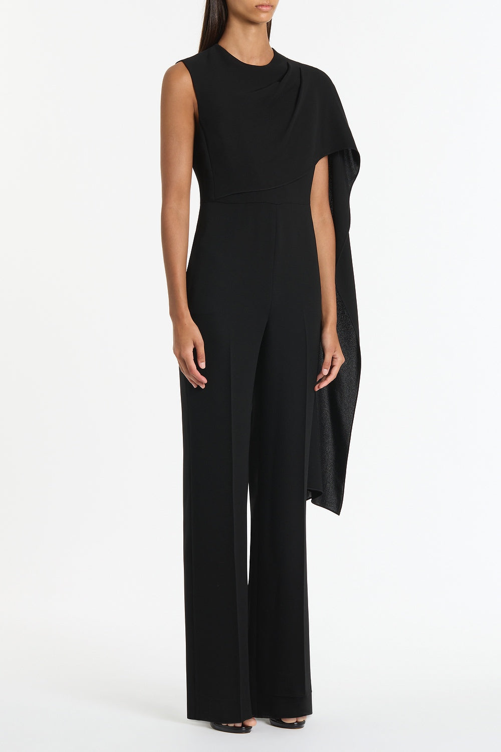 Carla Zampatti Crepe Cascade Jumpsuit (Black)