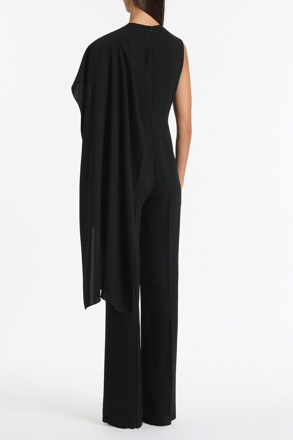 Carla Zampatti Crepe Cascade Jumpsuit (Black)