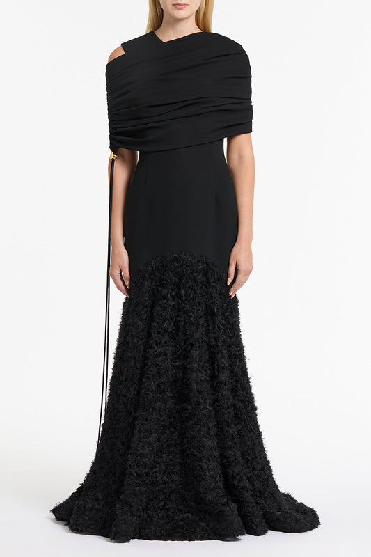 Image of Others. Product name - Black Crepe Coulisse Shrug in Black colour by brand - Carla Zampatti
