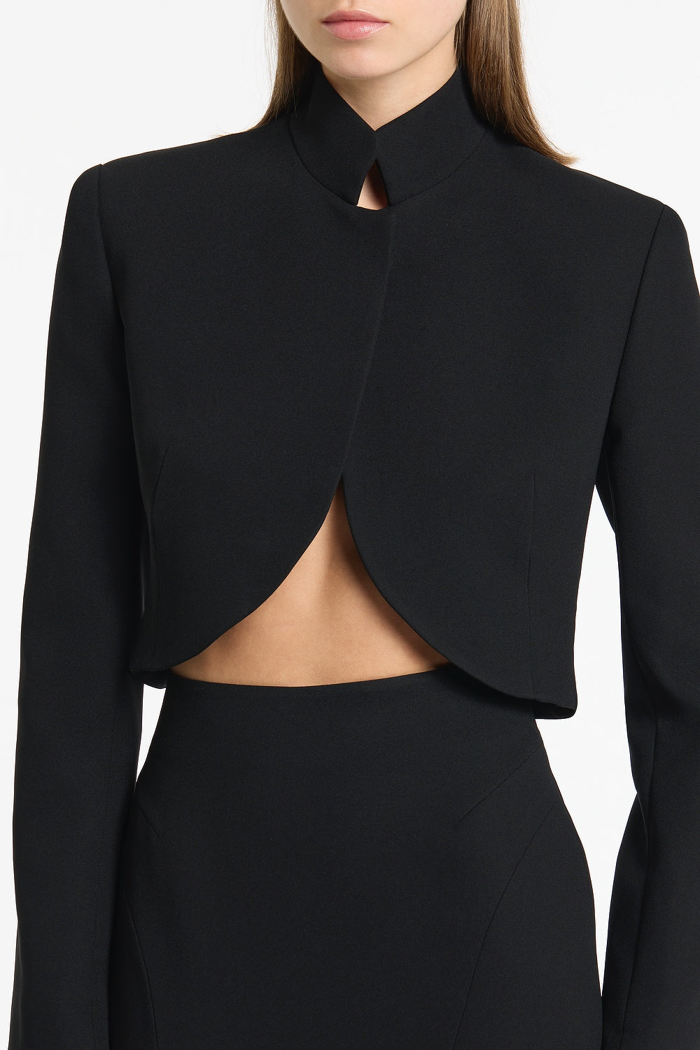 Carla Zampatti Crepe Crop Jacket (Black)